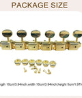 Stunning Gold Electric Guitar Tuning Pegs Set With 6 Right Semi-Enclosed Machine Heads And Premium Keys Plus Installation Hardware for dimensions and details.