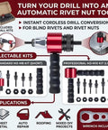 Turn Your Drill Into A Dope Automatic Rivet Nut Gun Kit with selectable M3-M8 and M3-M10 kits for diverse applications