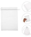 White Organza Drawstring Favor Bags Pack Of 100 Reusable Mesh Pouches For Wedding Candy Jewelry Makeup Gift Packaging And Party Supplies Ideal For Christmas Showers