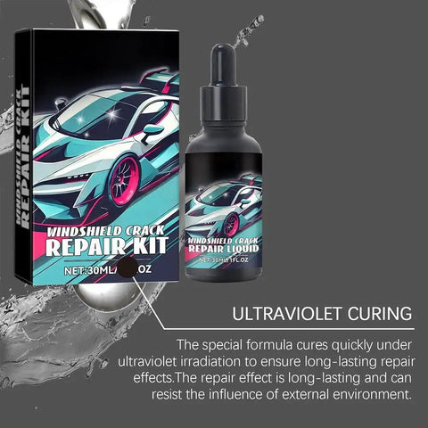 All In One Windshield Crack Repair Kit For Chips And Cracks Glass Repair Liquid bottle and packaging