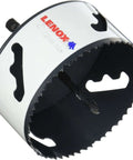 Lenox bi-metal hole saw, 4-inch, speed-slot, arbor, front view