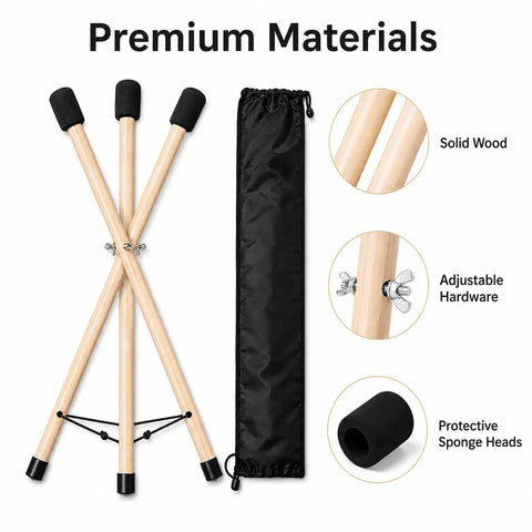 Adjustable Solid Wood Handpan Drum Stand With Carry Bag And Three Replacement Foam Pads For 10 To 22 Inch Steel Tongue Hang And Panda Drums Built Tough With Zero Wobble So You Stay Locked In During Every Session