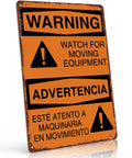 Warning Moving Equipment Metal Sign 8x12 Inch Aluminum Wall Decor for Garage Workshop
