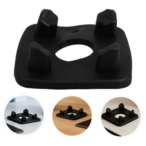 Two Pack Rubber Centering Pads Replacement For Blenders And Food Processors, Non Slip Vibration Dampening Feet For Noise Reduction, Easy To Clean Bottom Pads, Fits Soymilk Machines And Household Blenders. black rubber pad with four feet, top view