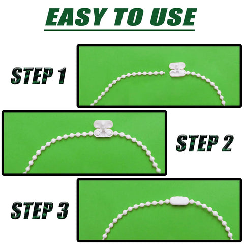 Step-by-step guide to connecting Bead Chain Cord For Roller Blinds Replacement Parts White Plastic Bead Chain 10 Meters Long With 10 Connectors.