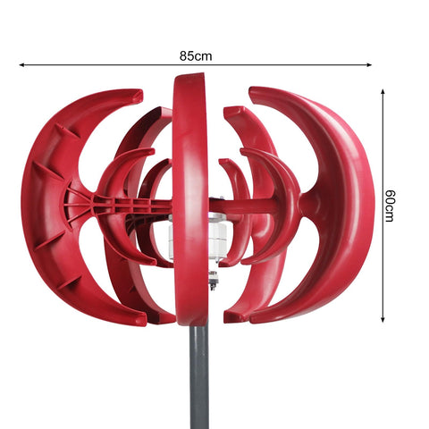 4500W Vertical Axis Wind Turbine Kit For Home Off Grid Power, 5 Blade 12V Generator, Hybrid System For Streetlights, red design