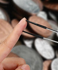 Using Two Piece Tweezers With Rubber Tips Set Bent And Straight Flat Tips PVC Coated No Mar Non Slip Grips for precise stamp handling.