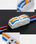 Close-up of 20 Pcs Lever Wire Connectors Push In Splice Block 2 In 2 Out Nylon PA66 Shell Tin Copper Conductors