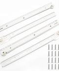Get Rid Of Sticky Drawers With These Rock Solid 12 Inch Drawer Slides One Pair Smooth Extension Glides White Coated Cold Rolled Steel Heavy Duty Cabinet Runners With Screws featuring two white drawer slides and screws.