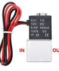 2 Way Normally Closed DC 12V Solenoid Valve for Air Gas Water and Liquid, 1/4 In NPT, Aluminum Anodized Body with wiring