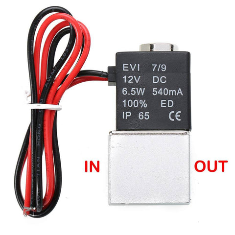 2 Way Normally Closed DC 12V Solenoid Valve for Air Gas Water and Liquid, 1/4 In NPT, Aluminum Anodized Body with wiring