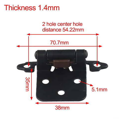 Set Of 10 Self Closing Cabinet Hinges For Wood Metal Plastic Doors, Overlay Flush Cupboard Hinges With Noise Reduction, Soft Close Action, Rust Resistant Cold Rolled Steel, Black Finish, Heavy Duty Durable Hardware with dimensions 38mm x 70.7mm.