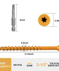 Tan Epoxy Coated Deck Screws Two And A Half Inch For Timber And Fencing Size Ten Wood Screws 100 Pack Built For Outdoors