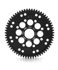 Beefed Up 61T 0.8M Hardened Steel Spur Gear For Arrma 1 By 10 Gorgon 4x2 Mega Monster Truck RC Car shown in black steel