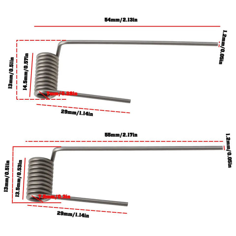 Heavy Duty Letterbox Hinge Springs With Flex Arms Dual Size Fit Premium Steel Construction For Rock Solid Mailboard Flap Action Knockout Replacement Hardware Easy Swap Out Built Tough To Last - Two sizes shown.