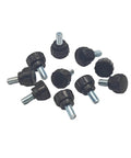 10 Pack M5 Threaded Knurled Thumb Screws Black Round Grip Knobs For Machinery Lathe Setup Carbon Steel With ABS Core displayed on white background