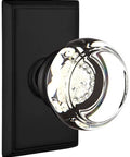 Privacy Door Set With Georgetown Crystal Knobs In Matte Black, Rectangular Rosette Finish, 2-1/8 Inch Door Prep