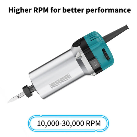 Beefy 800W Trim Router Kit with 6 speed range from 10000 to 30000 RPM, ER11 collet, for wood acrylic aluminum copper use