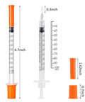 1ml 31G 5/16 Inch Syringes Pack 30, Individually Wrapped for Lab Use, clear marked syringe with orange cap