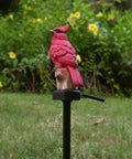 Red Bird Solar Light Garden Stake Figurine for Outdoor Yard Decor Memorial Glow at Night with cardinal atop black pole