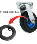 Heavy Duty Rubber Swivel Caster Wheels 6 8 10 Inch Pneumatic showing air filled inner tire and reinforced steel hub.