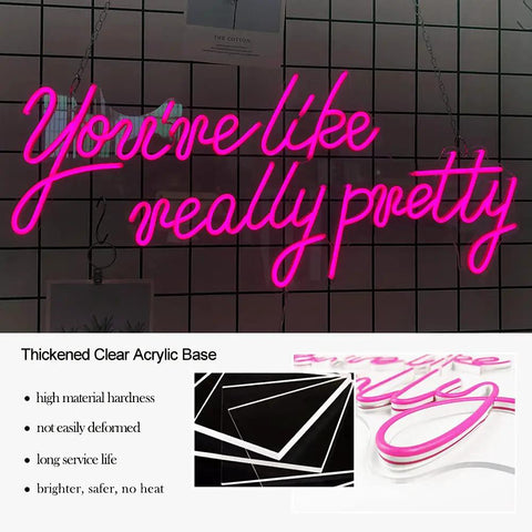Massive 28 Inch Pink Neon Sign You're Like Really Pretty LED Light For Bedroom Bar Club Wall Decor Wedding Party Decor Create Romantic Glow And Chic Lit Vibe For Any Night In Or Big Celebration