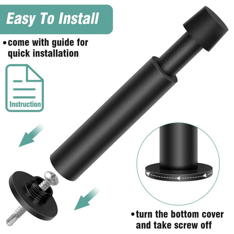 Heavy Duty 4.4 Inch Matte Black Door Stopper Set With Soft Rubber Tips, Spring Loaded Door Bumpers, Rustproof Steel Alloy Wall Protector, 2 Pack
