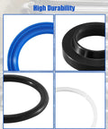 Hydraulic Cylinder Seal Rebuild Kit For 2-Post Lifts, Leak-Proof Seals, high-load capacity, black and blue seals close-up