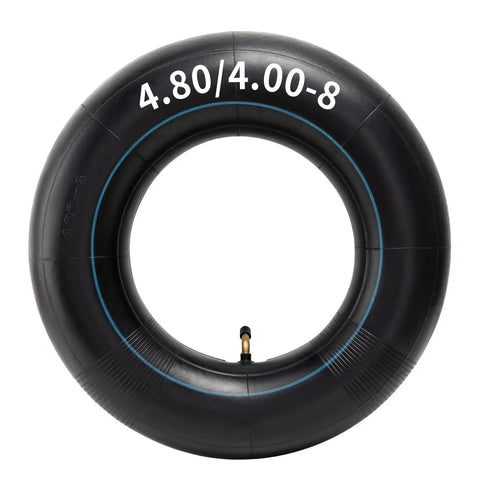 Heavy Duty Inner Tube For 4.80-8 And 4.00-8 Tires With Angled TR87 Valve, front view showing valve and size marking, 15.5 in diameter