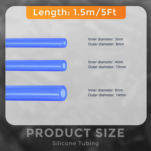 Dmiotech 3Pcs Blue Silicone Vacuum Hose Kit For Autos With 1/8 Inch 5/32 Inch And 5/16 Inch Inner Diameters, High Pressure Tubing Line Up To 130 PSI Max Rated For Air And Water Flow In Engines, Not For Fuel Or Oil, Ultimate Car Tune-Up Gear. Blue silicone tubing size chart, 1.5m length