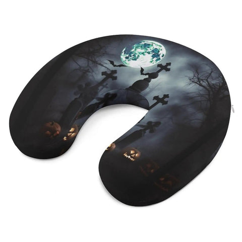Gothic Happy Halloween Travel Pillow U Shape Neck Support For Air Travel Car Ride Office Or Home Napping Portable Headrest