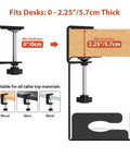 Under Desk Cable Management Tray 32 Inch Steel Cord Organizer No Drill C Clamp And Screw Mount For Home Office, side view showing compatibility with wood, glass, and metal desks.