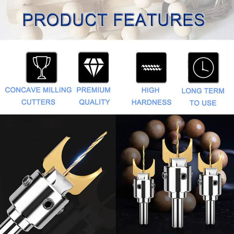 Bead Maker Drill Bit Set for Woodworking, 18 Pcs Carbide Beading Bits with concave milling cutters and ball blade features.