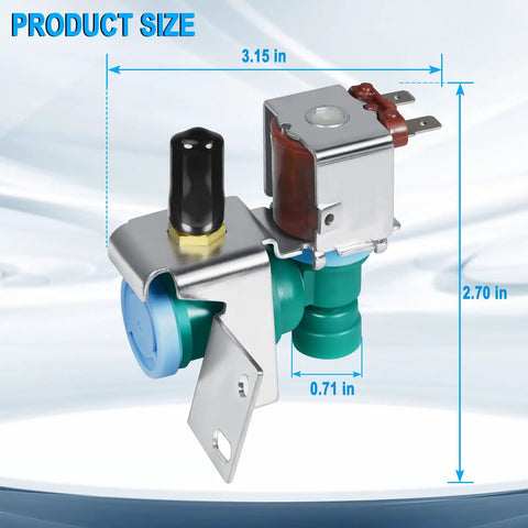 Universal Refrigerator Water Inlet Valve, Compatible With Whirlpool Maytag Kenmore KitchenAid JennAir Ikea And More, Easy Install 120V 20W 1/4 Inch Terminals With 1/4 Inch Compression Outlet Nut, Replacement for W11451511 AP6017532 IMV-8100, 3.15 x 2.70 in