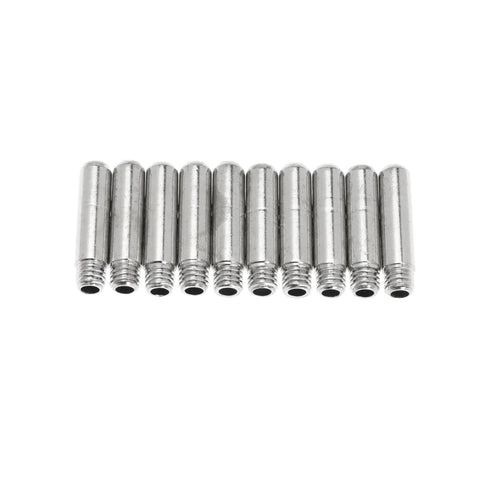 0.45 Inch Plasma Cutter Nozzles Tip Consumables 50 Pack For AG-60 WSD-60 SG-55 lined up horizontally, threaded metal design.