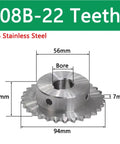 Heavy Duty Stainless Steel Sprocket For Industrial Chain Wheel Fits 20 To 28 Teeth with 22 teeth, 304 stainless steel construction.