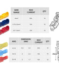 60 Pcs 30 Pairs Quick Splice Wire Terminals T Tap Self Stripping No Cut No Strip Nylon fully insulated connectors size chart