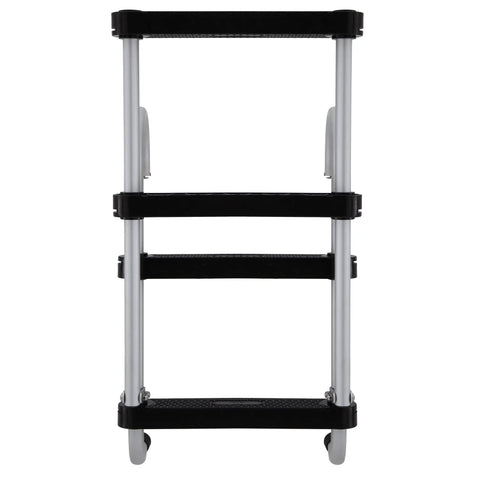 Pontoon Boat 4 Step Folding Boarding Ladder AL B4 Anodized Aluminum With Flush Mount Design For Quick Easy Safe Boarding And Slim Compact Storage For Easy Stowage On Deck Or In Dock, front view