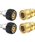 Pressure Washer Quick Connect Fittings Kit M22 14mm To Three Eighths Inch Four Piece Adapters Set Includes Swivel Adapters And Quick Disconnect Plugs For Secure Leak Free Connections Easy Snap On Tool Free Assembly And Tidy Hose Setup