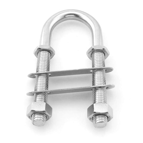 Stainless Steel Boat U Bolt Kit With Flanges And Nuts For Marine Tie Down Bow And Stern Eye One Half Inch Diameter Three Inch Thread Length