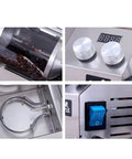 Kickin Smooth Electric Coffee Roaster With Rock Solid Stainless Steel Drum And Spacious Quartz Glass Window showing control knobs and quartz window.