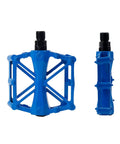 2 Pack Aluminum Mountain Bike Pedals Flat Bicycle Pedals For MTB BMX Road Universal Fit 9/16 Inch Compatible Blue Front and Side View