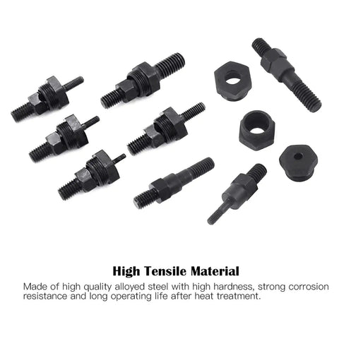Hand Rivet Nut Tool Kit With Blind Riveter And Six Rivet Nut Sets, Nose Pieces, And Drill Adapter For Quick Install, Threaded Inserts, Automotive And Metalworking Projects, License Plate Mounts, alloy steel