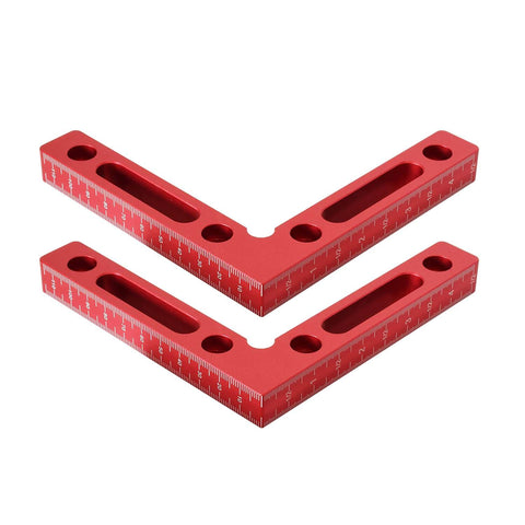 Aluminum Alloy 90 Degree Positioning Square Right Angle Clamp For Woodworking, 4.7 By 4.7 Inch Corner Tool, red anodized finish, 2 pcs