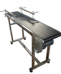 Heavy Duty 110V PVC Belt Conveyor With Double Guardrail 59 Inch Long And 11.8 Inch Wide Flat Conveyor Belt System Anti Static Construction