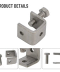 Stainless Steel C Clamps For Welding And DIY Woodworking Crafts 20mm Silver Metal Clamping Tools Heavy Duty Grip close-up detail.