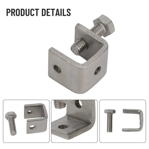 Stainless Steel C Clamps For Welding And DIY Woodworking Crafts 20mm Silver Metal Clamping Tools Heavy Duty Grip close-up detail.