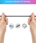 Person holding a 4 Pack 100 Foot BNC Video Power Cable for CCTV Security Cameras showing flexibility with connector illustrations.