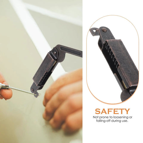 Heavy Duty Spring Lid Stay Hinges With Sweet Antique Red Iron Finish Tough As Nails Cabinet Hardware Middle Arm Lift, shown in use.