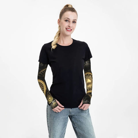 Abstract Steampunk Cooling Arm Sleeves With Thumb Holes Upf 50 Sun Shield Lightweight Stretch Compression Gear For Golf Running And Weekend Rides Snug Flex Grip Keeps You Cool And Fresh On The Grind